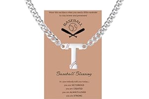 QINJIEJIE Initial Baseball Necklace A-Z Letter Necklaces Sports Accessories Drip Baseball Charm Pendant Jewelry Stainless Steel Silver Chain 22inch Personalized Gift for Men Lover Fans