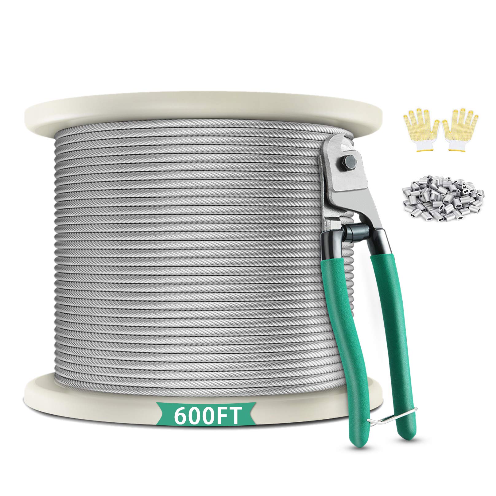 Buy 600FT 1/8 T316 Stainless Steel Cable with Heavy Duty Wire Rope