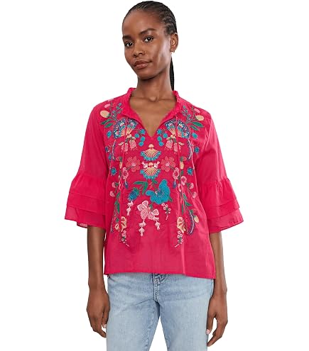 Amazon.com: Johnny Was Womens Smocked Sleeve Paris Blouse