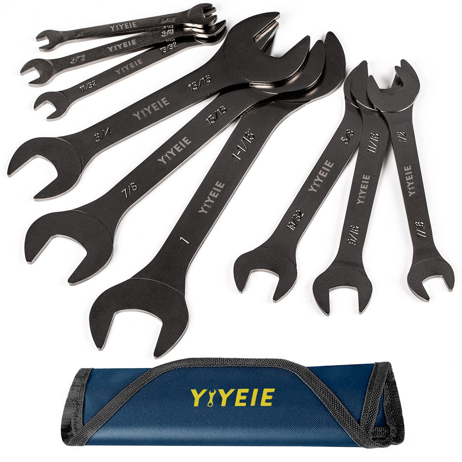 YIYEIE 9Pc. Super Thin Wrench Set, SAE 1/4" to