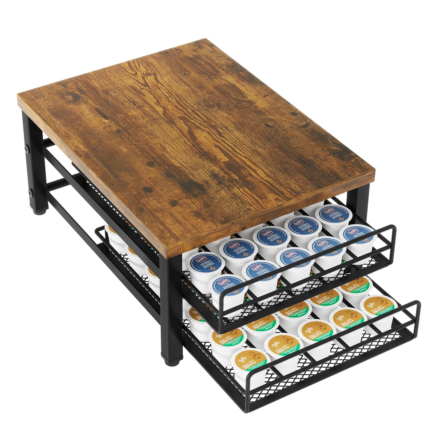 Photo 1 of IBUYKE 2-Tier Coffee Pod Drawer Holder for K Cup, Capsule Pods Storage Organizer, Compact Under Coffee Pot Storage Drawer, Slim Home Kitchen Counter Organizer TCJ002H