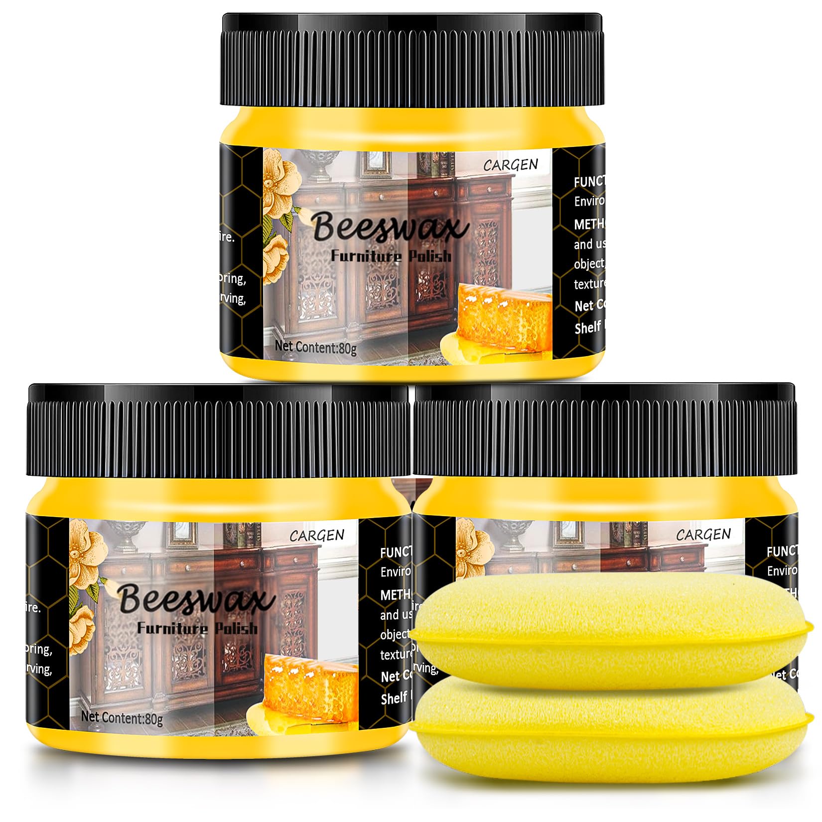 CARGEN 3 PCS Wood Seasoning Beewax Natural Beewax Traditional Wood Wax Multipurpose Beeswax Furniture Polish for Wood Cleaner and Polish Furniture Care