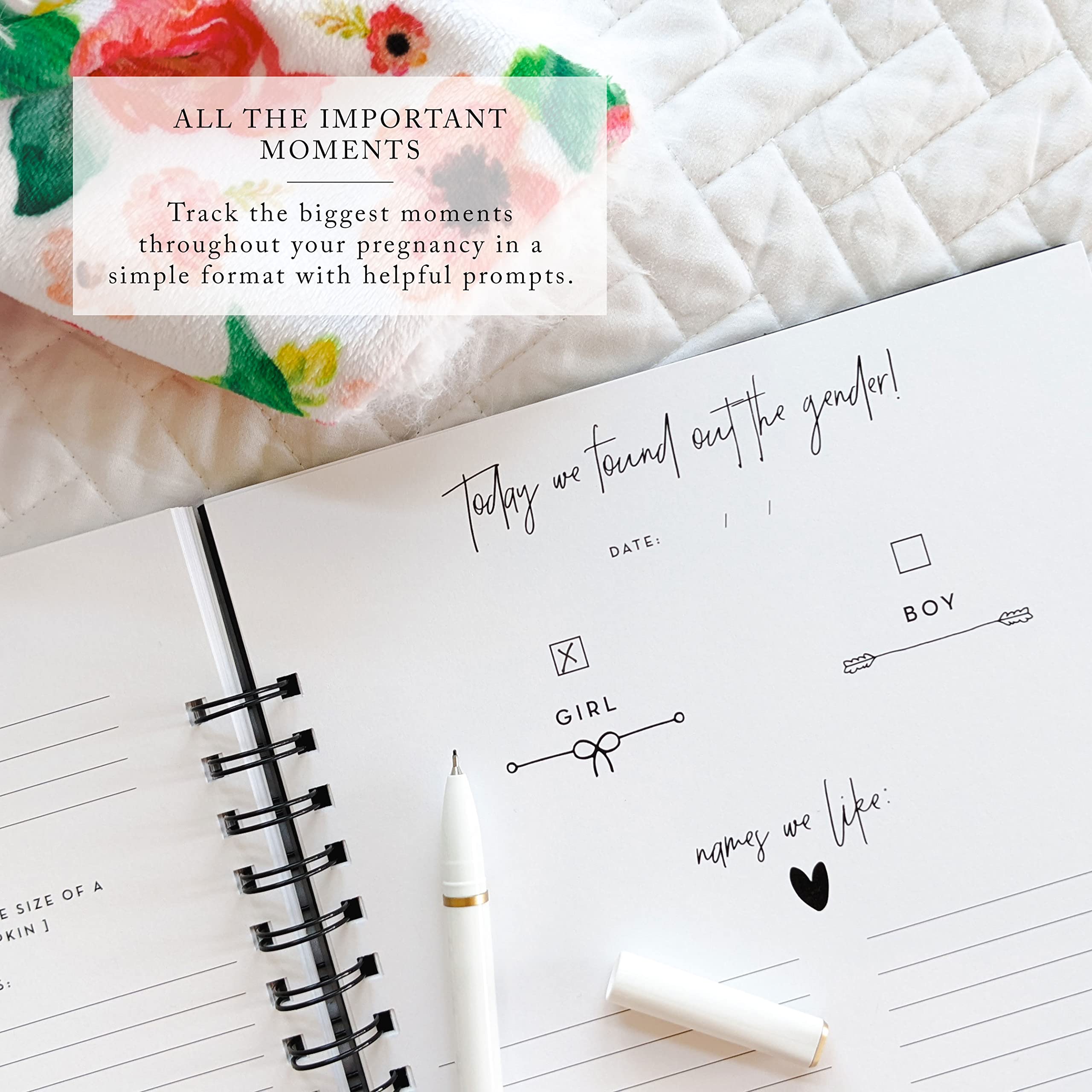 Pregnancy Journal: Welcoming Our Little One, A simple black and white keepsake journal to document important pregnancy milestones + add photos