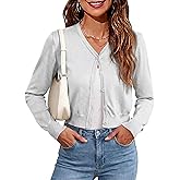 Warmrole Cropped Cardigan Sweaters for Women, Long Sleeve Button Down Knit Bolero Shrugs for Dresses, S-XL