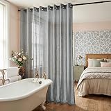 PONY DANCE Grey Voile Curtains 2 Panels 52x84 Eyelet Top Linen Texture view 6