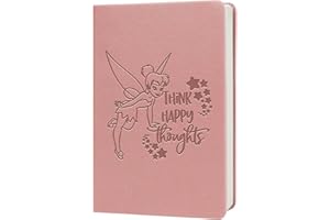 WHLBHG Tinker Bell Leather journal notebook Tinker Bell Lover Gift Think Happy Thoughts Pixie Fairy Tale Fans Inspired Gift for Friends Sisters (Tinker-pink)