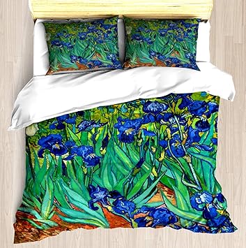 Ntcbed Irises By Vincent Van Gogh May 1889 Duvet Cover Set Soft Comforter Cover Pillowcase Bed Set Unique Printed Floral Pattern Design Duvet