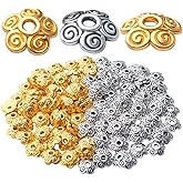 Aylifu Flower Bead Caps,200pcs 10mm Tibetan Alloy Spacer Beads Caps Bali Style Jewelry Spacers for DIY Bracelet Necklace Crafts Making,2 Colors