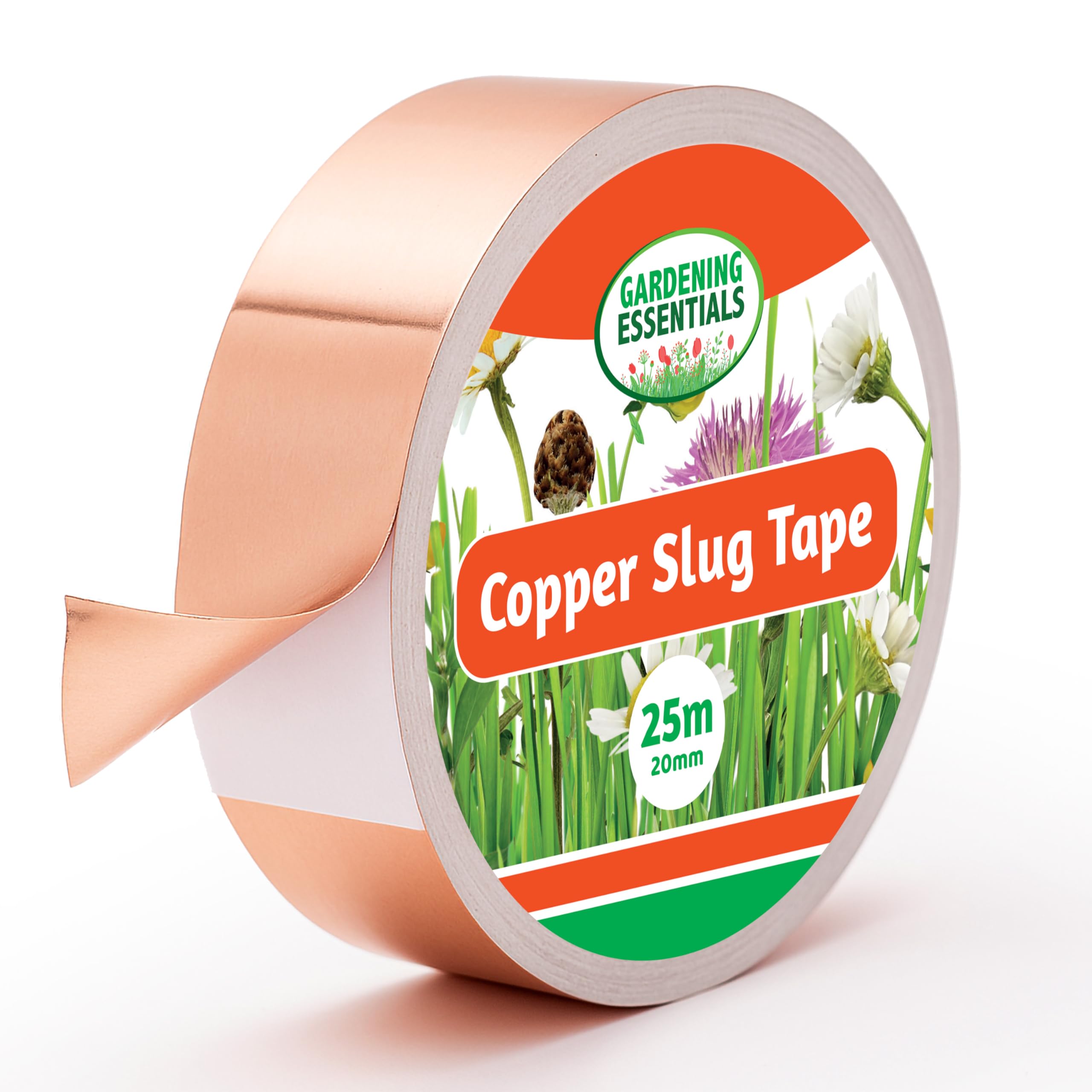 SOL Copper Slug Tape, 25 Meters Long x 20mm Wide Copper Tape Slug Repellent, Weatherproof Humane Snail Control, Indoor & Outdoor Use, Ideal for Flower Pots and Garden Beds Defence
