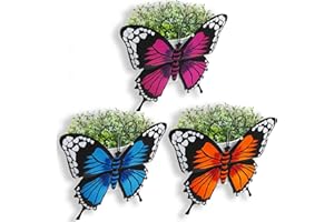 JOHOO Wall Hanging Planter Pot Decorated with Butterfly, 3 PK Butterfly Wall Decor Art Flower Pots Indoor Outdoor for Succulent Herb Home Garden Decor Gift