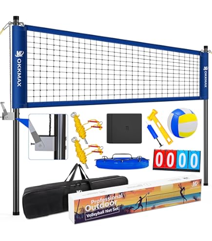VEVOR Outdoor Portable Volleyball Net System, Adjustable Height Steel Poles, Professional Volleyball Set With PVC Volleyball, Pump, Carrying Bag, Heavy Duty Volleyball Net For Backyard, Beach, Lawn - View #7