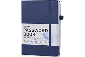 YHCFLY Password Book with Alphabetical tabs, Hardcover Internet Address & Password Organizer Logbook, Medium Size Password Keeper Notebook Journal for Home Office (Dark Blue)