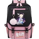 RETEN Anime Backpack for Girls, Kawaii Bookbag, Teen School Bag, Pink | Black and Pink anime backpack for girls, 20L school bag, 15.6 inch laptop sleeve, USB charging port, cute travel bag