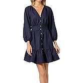 Shoshanna Womens Navy Linen Tate Dress