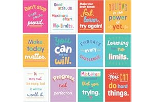 CARSON DELLOSA EDUCATION Carson Dellosa 12-Piece Growth Mindset 8.5"x 11” Positive Quote Wall Poster Set, Motivational Posters for Classroom Bulletin Board, Inspirational Wall Decor, Classroom Decoration