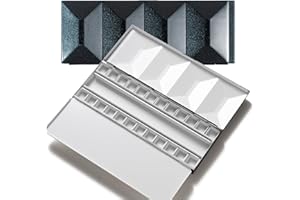 MEEDEN Palette de peinture aquarelle vide – Palette d'aquarelle portable avec 24 demi-godets – Boîte aquarelle en émail avec 