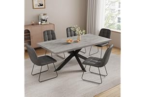 ZckyCine 7-Piece Expandable Dining Table Set, 51"-67" Modern Rectangular Table with 6 Faux Leather Chairs – Space-Saving Kitc