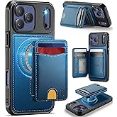 Usroom for iPhone 17 Pro Max Wallet Case Compatible with Magsafe, Magnetic RFID Blocking Card Holder Kickstand 2 in 1 Detachable Case for iPhone 17 Pro Max 6.9", Blue