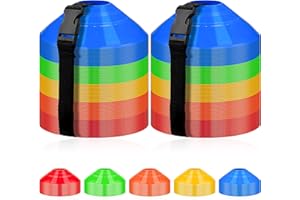 100 Pcs Soccer Cones with Strap Agility Disc Cones Soccer Training Cones, Field Marker Sport Training Cones for Challenge Foo