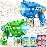 Bubble Gun Machine for Kids 4-8: 2-Pack Automatic Bubble Guns with 2 Bottles Refill Solution - Summer Outdoor Toys Bubble Blaster Maker Blower for Easter Party