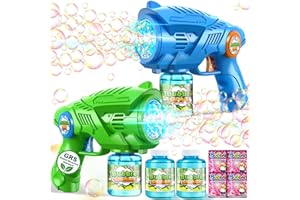 NICMORE Bubble Gun Machine for Kids 4-8: 2-Pack Automatic Bubble Guns with 2 Bottles Refill Solution - Summer Outdoor Toys Bubble Blaster Maker Blower for Easter Party