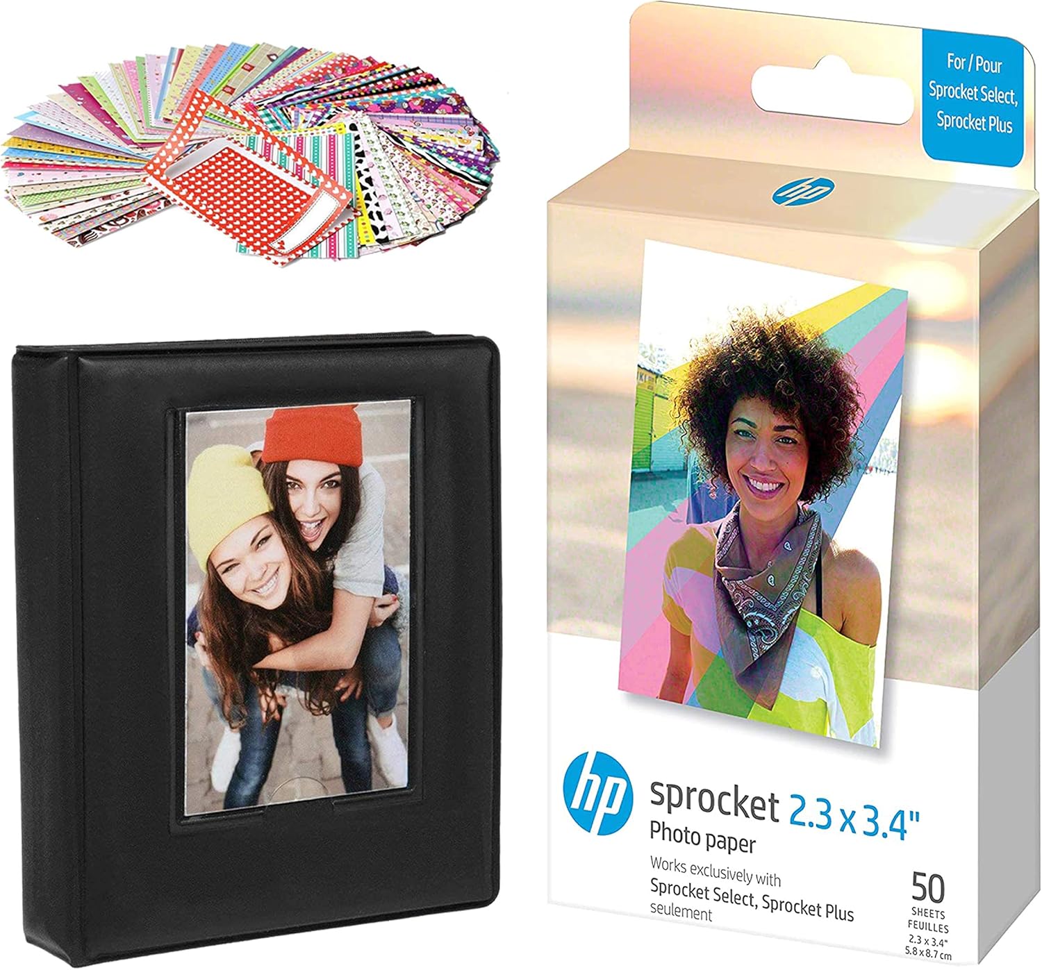 HP Sprocket 2x3 Zoll Zink Sticker Fotopapier (50 Blatt) Geschenkpaket