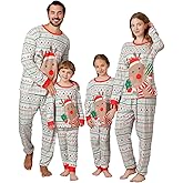 ANGELGGH Matching Family Christmas Pajamas Sets, Holiday PJs with Top and Pants, Cute 2 Piece Sleepwear for Couples/Women/Men (Green Reindeer-Men, XL)
