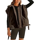 Nicfazy Fleece Vest for Women Sleeveless Button Up Fuzzy Sherpa Jacket Casual Warm Waistcoat Vest with Pockets