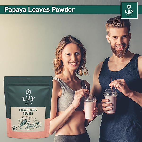 LILY OF THE VALLEY GREEN PAPAYA POWDER – NATURALLY RICH IN PAPAYA ENZYM – PAPAYA EXTRACTS FOR SMOOTHIES & SHAKES – VEGAN & GLUTEN-FREE – PACKED IN RESEALABLE POUCH (16OZ, 453G)