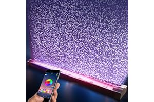POZANKI Smart App-Controlled LED Aquarium Light with 16 Million Colors, 12 Dynamic Effects, Fish Tank Light with Nano Air Bubble for Aquarium Bubbler Decorations, Submersible Fish Tank Accessories - 9.3''