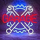 Garage Neon Sign Gear Wrench LED Light Up Sign for Wall Decor USB Check Engine Neon Light for Car Repair Shop Man Cave Gift for Dad Boys(12.6 * 14.5 In)