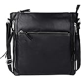 LEDERBUCK Grace Soft Napa Real Leather Large Cross body handbag-Double Zip Premium Sling Crossover Shoulder Bag for Women