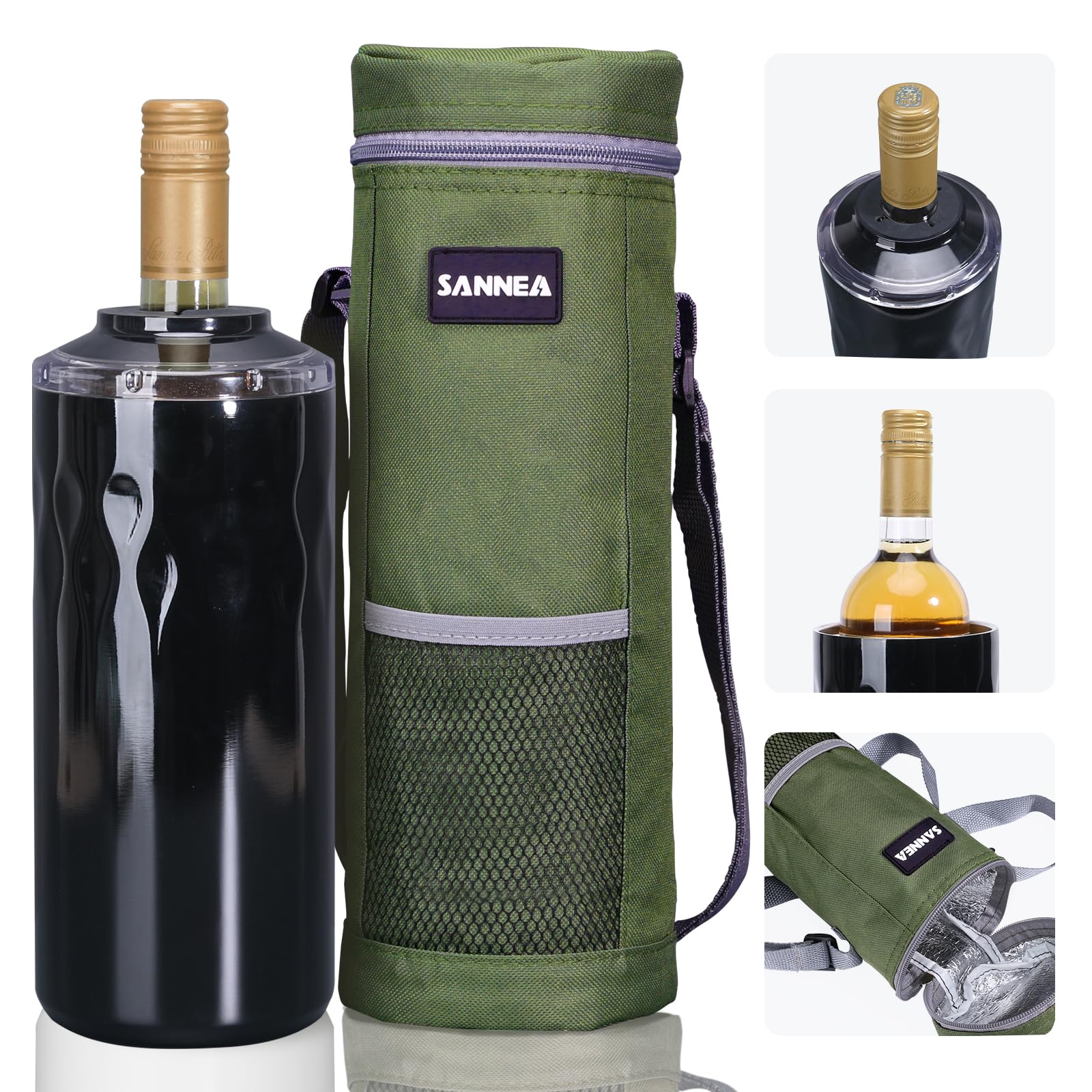 TaoAcc Wine Cooler for Wine-Bottles,Iceless Wine-Chiller Wine-Cooler up to 6 Hours | Fits 750ml Standard Red Wine-Bottle/Champagne Bottles/Cava/Prosecco Sparkling(Black)