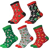Christmas Socks for Men Women, 5 Pack Funny Christmas Socks Novelty Cozy Unisex Crew Cotton Xmas Socking Gift