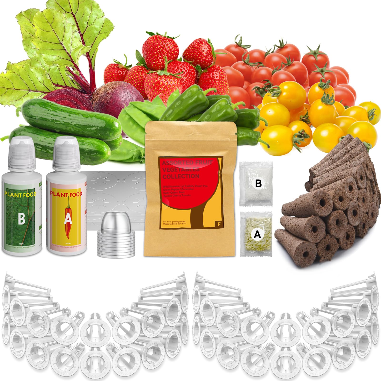 Photo 1 of *Missing items, read clerk comments* inbloom Fruit Seed Pod Kit for AeroGarden, Ahopegarden, GARDENCUBE, MUFGA, iDoo Hydroponics Growing System, 50-Pods (350+ Seeds Include Strawberry, Tomato, Cucumber, Pea, Ruby Queen Beet)