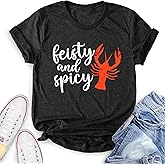 YZMI Womens Crawfish Shirt Funny Spicy Crawfish Tshirt Short Sleeve Louisiana Boil Festival Tee