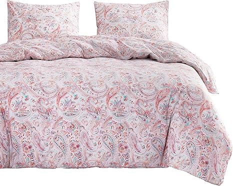 Amazon Com Wake In Cloud Bohemian Comforter Set Boho Chic Paisley Indian Mandala Printed In Pink Purple Lilac Soft Microfiber Bedding 3pcs Queen Size Home Kitchen