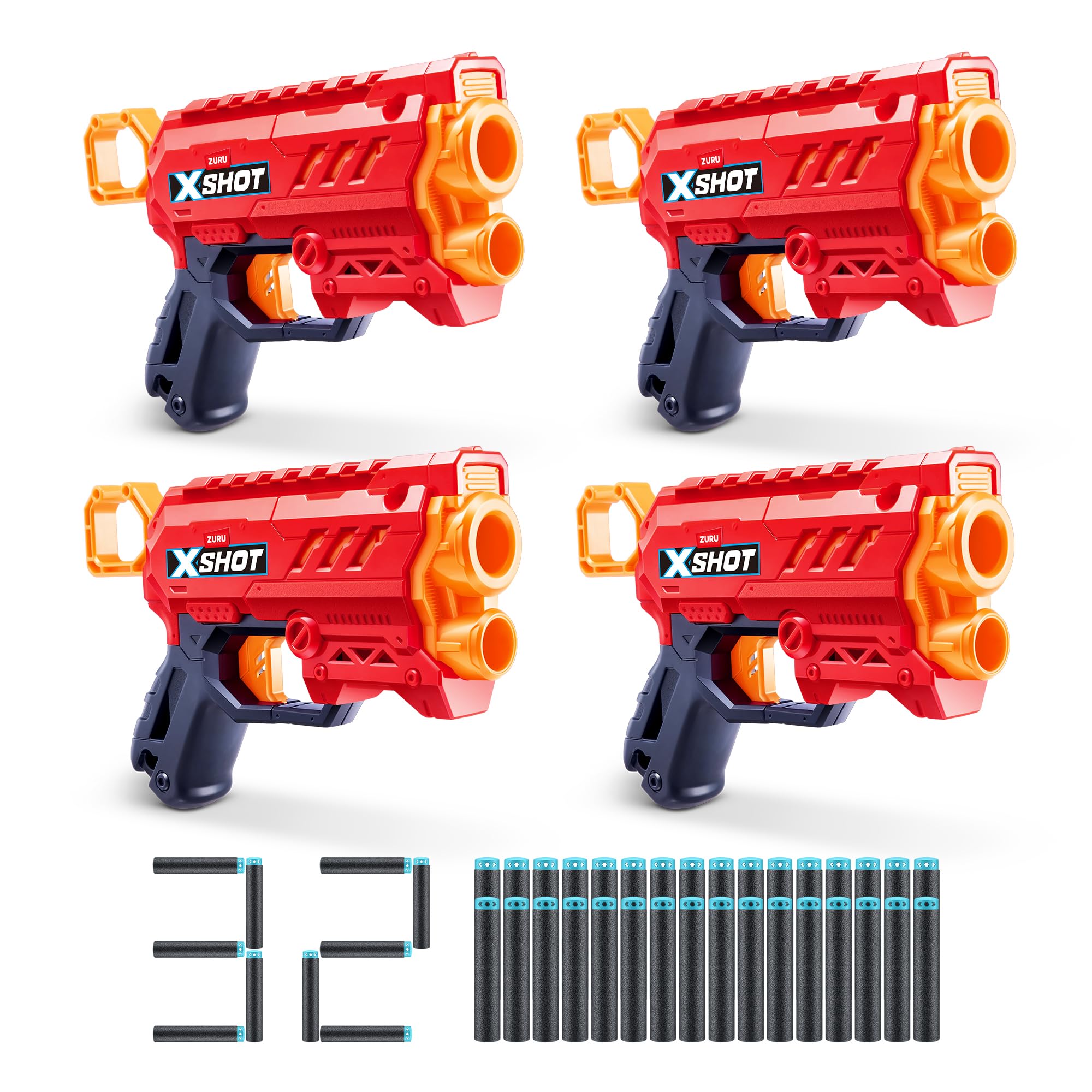 Photo 1 of XSHOT Excel Micro 2.0 4 Pack by ZURU with 32 Darts, Easy Reload, Air Pocket Dart Technology, Toy Foam Blaster for Kids, Teens and Adults