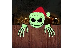 GYGOT 3 PCS Halloween Fence Peeker Glow in Dark,Outdoor Halloween Christmas Tree Topper for Tree