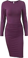 Missufe Women's Ruched Casual Sundress Midi Bodycon Sheath Dress