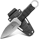 CIVIREVIC Small Fixed Blade Boot-Style Knife with Sheath, High Carbon Steel Stonewashed Blade, 2.8 Inch Full Tang EDC Knife with Non-Slip ABS Handle, Belt Carry & Boot-Compatible Sheath – Silver
