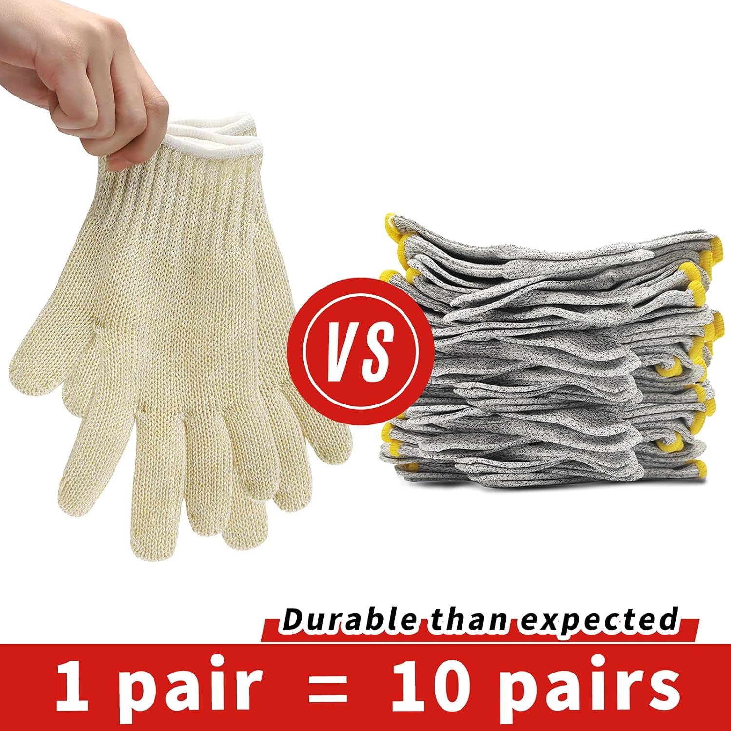Schwer Level 8 Cut Resistant Gloves Mandoline Gloves Reliable Cutting Gloves Food Grade for Kitchen Mandoline Slicing, Meat Cutting, Oyster Shucking (L) - - 