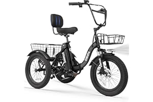 ESKUTE E Trike Electric Bike, Peak 1200W Brushless Motor Folding Trike 18X3.0 Fat Tire Ebike, 499Wh Removable Battery, Step-Thru 3 Wheel Electric Bicycle, Up to 55 Miles, 18MPH+ Tricycle for Adults