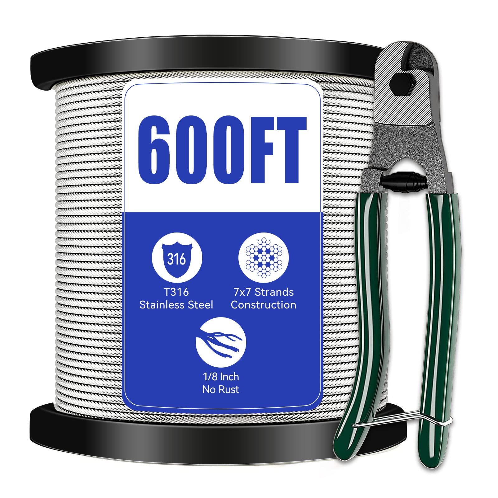 Photo 1 of 1/8 Stainless Steel Cable Railing, 7x7 Strand Construction with Cutter, 600FT