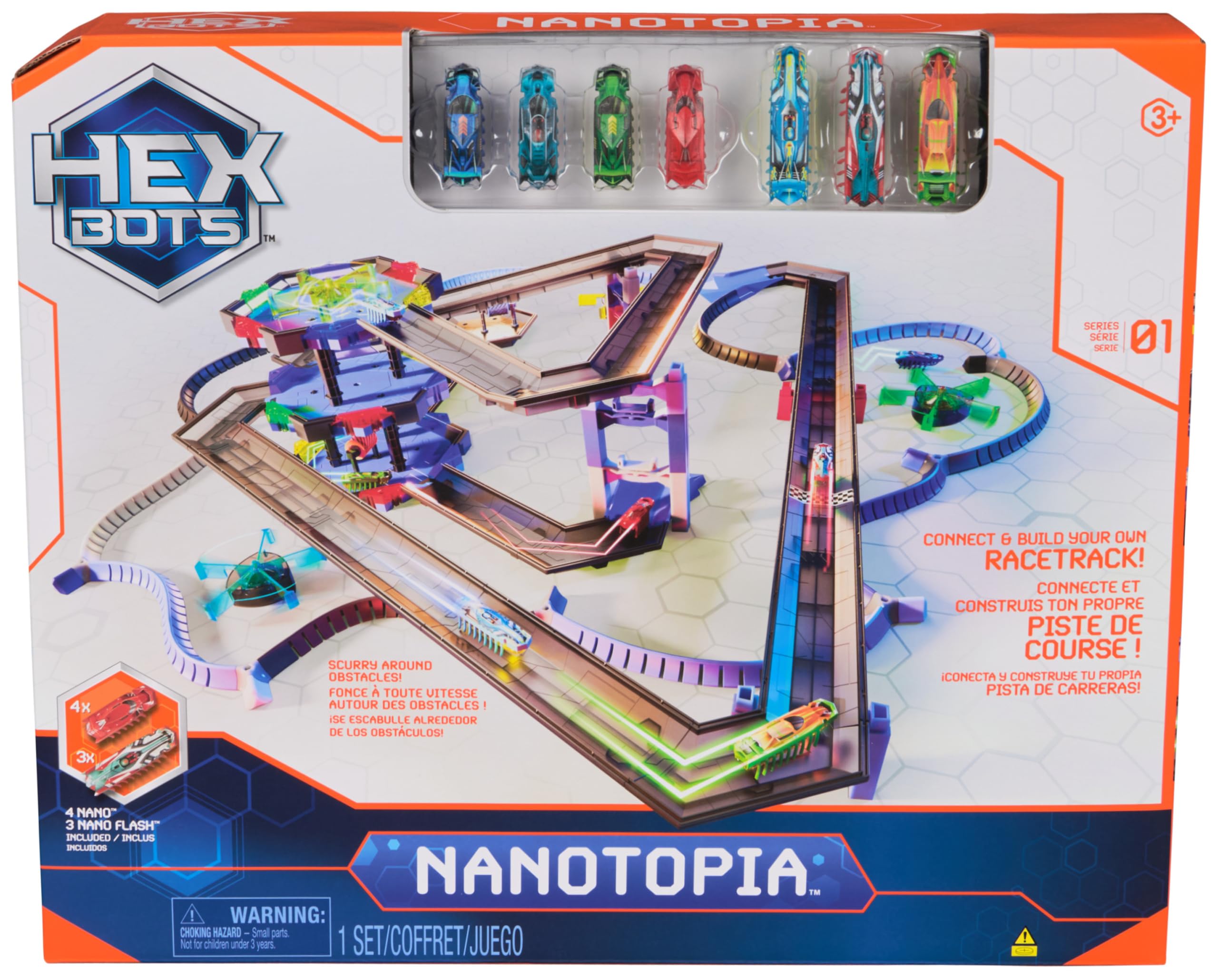 HEX Bots Nanotopia, Sensory Toys for Kids & Cats with Over 130 Pieces & 7 Nano Bots, Toy Playsets & Mini Robot Toy for Kids Ages 3 & Up, Batteries Included