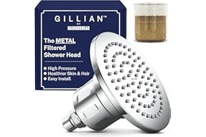 Gillian™ by Hammerhead High Pressure Shower Head with Filter – Genuine KDF-55 Metal Hard Water Filtering Shower Head, Healthi