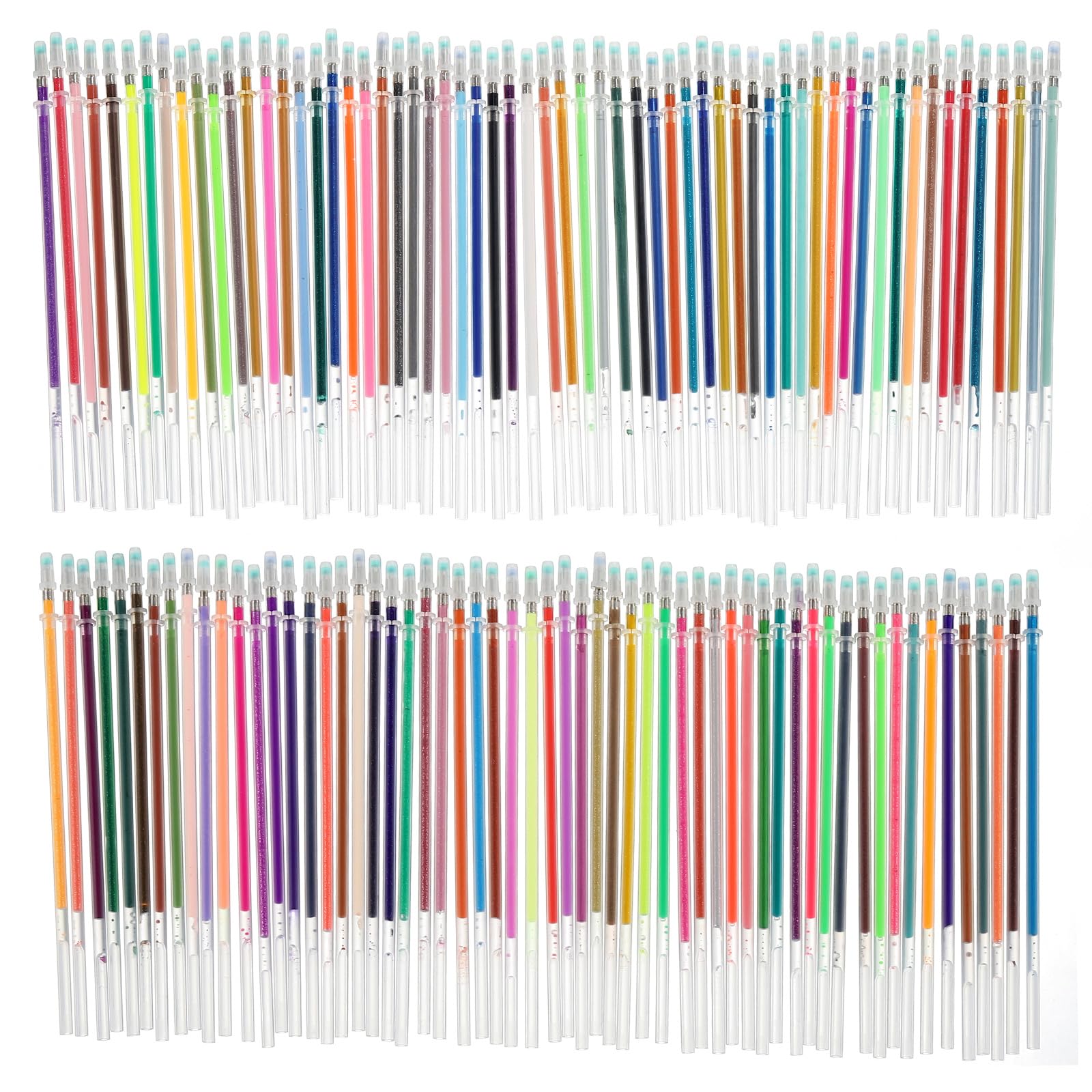 PATIKIL 120Pcs Art Gel Ink Pens Refills, Colorful Glitter Neon Gel Ink Pen Refills 0.8mm Fine Point for Adults Coloring Book, Scrapbooking, Drawing