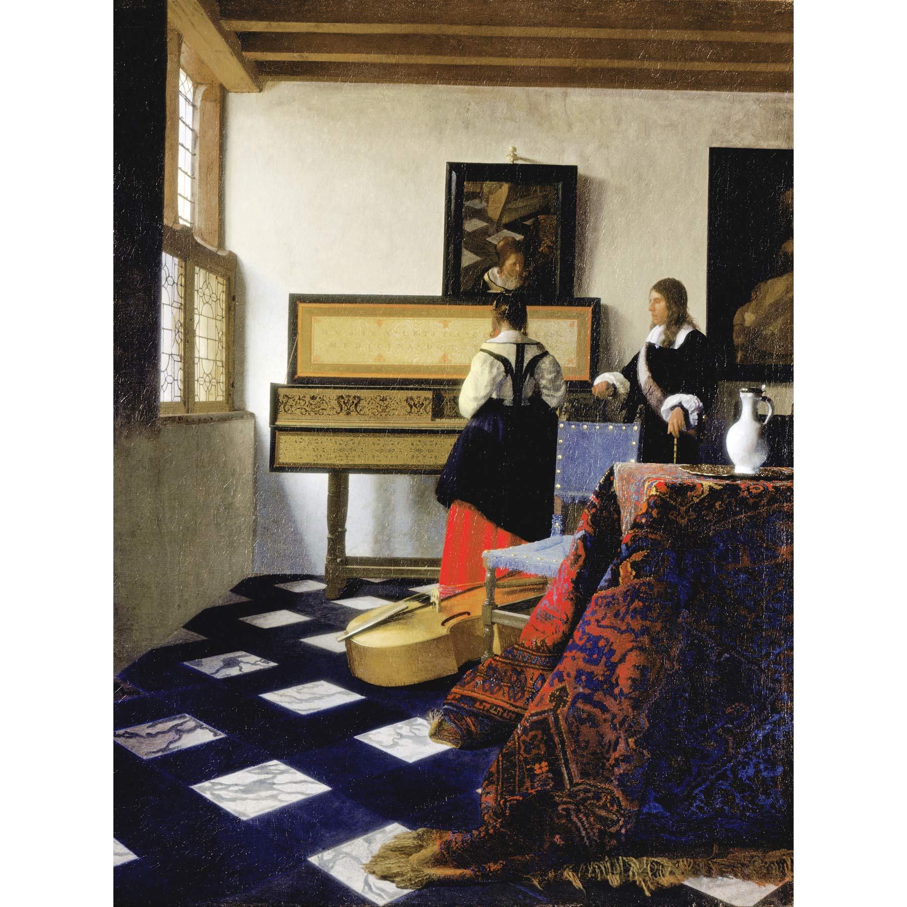Vermeer Lady Virginal Gentleman Music Lesson Painting Large Wall Art Print Canvas Premium Mural
