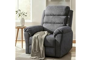 FLEXISPOT XRC6 Rocking Recliner Chair, Massage Rocker Recliner Chair with Vibration Massage and Heat, 360° Swivel Chenille Glider with High Back, Living Room, Bedroom, Nursery (Gray)