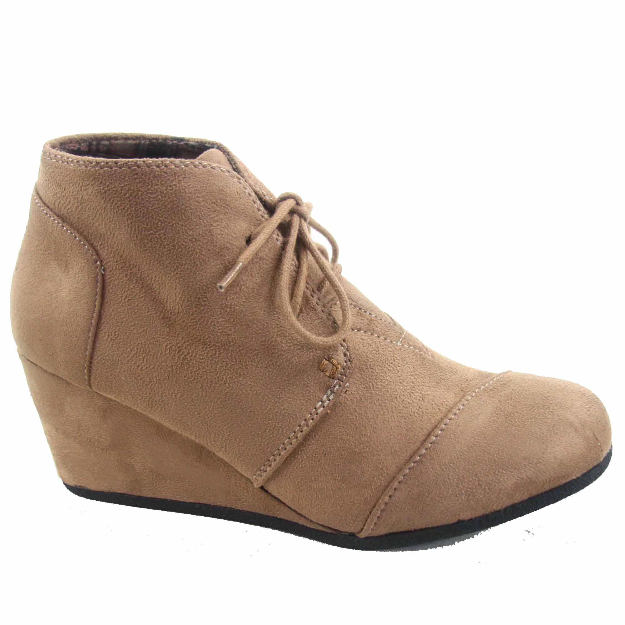 Forever Link Patricia-1 Women's Casual Oxford Ankle Booties Lace up Low Wedge Shoes